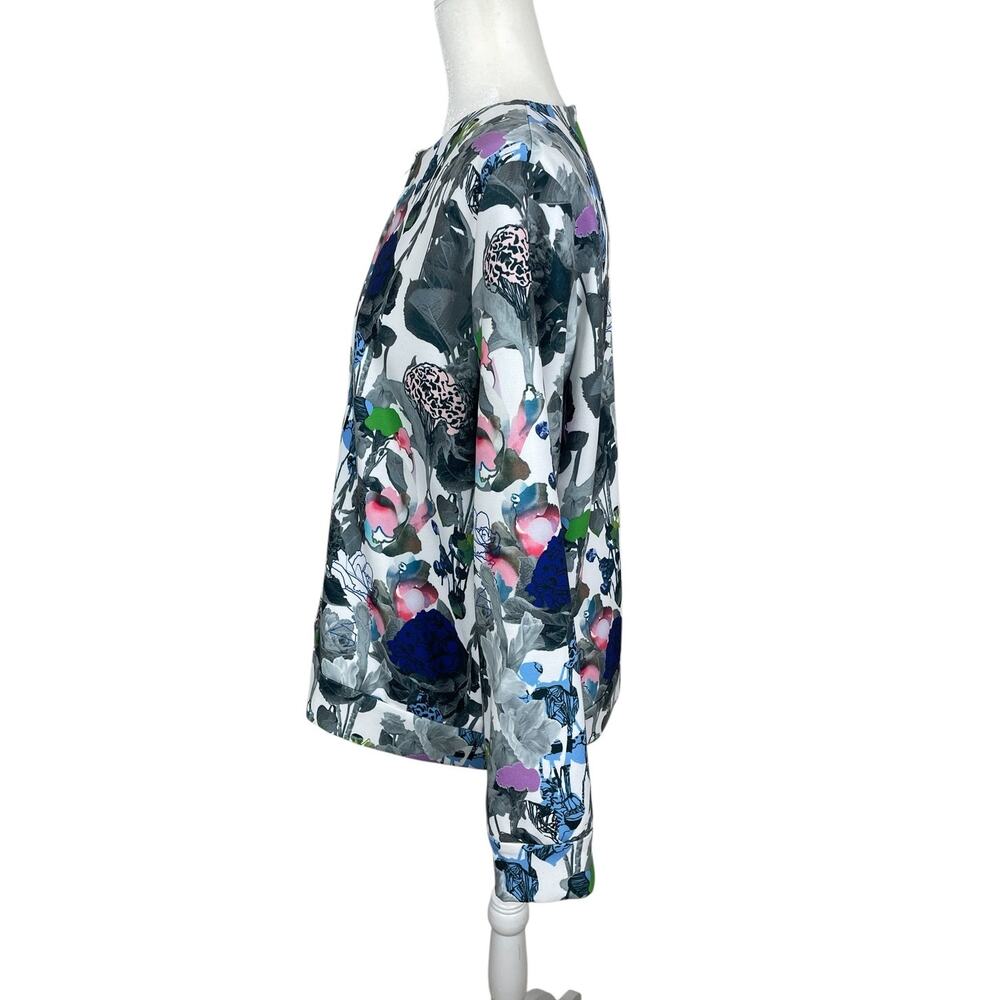 COS Jersey Knit Full Zip Bomber Jacket Floral Multi Women's Sz 14 Modern Career - Picture 6 of 13